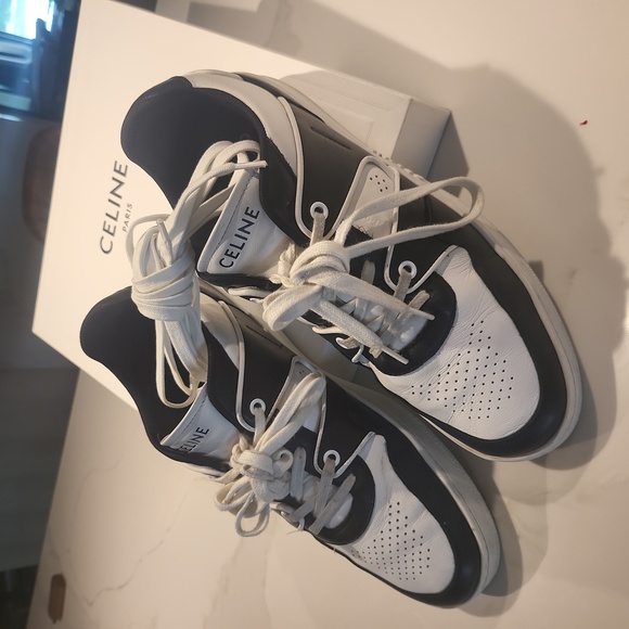 CELINE men Sneakers CT 04  Leather Black And White Size 42 Europe - Picture 1 of 8